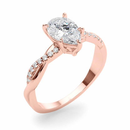 2.1CTW Lab-Grown Diamond 14K Rose Gold Pear Twisted Shank Engagement Ring