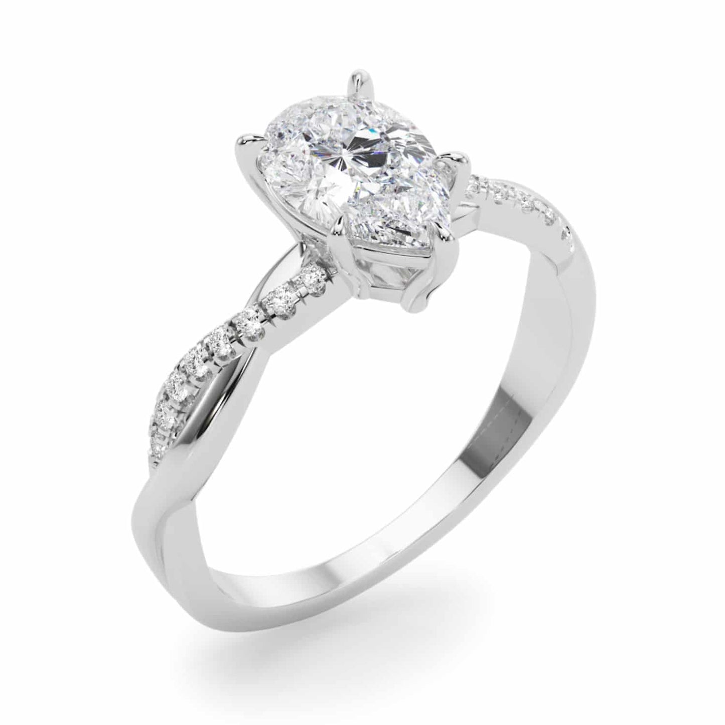 2.1CTW Lab-Grown Diamond 14K White Gold Pear Twisted Shank Engagement Ring