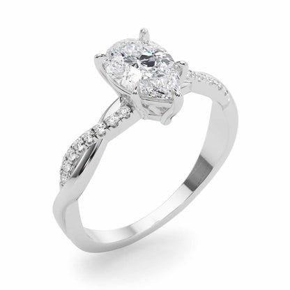 2.1CTW Lab-Grown Diamond 14K White Gold Pear Twisted Shank Engagement Ring