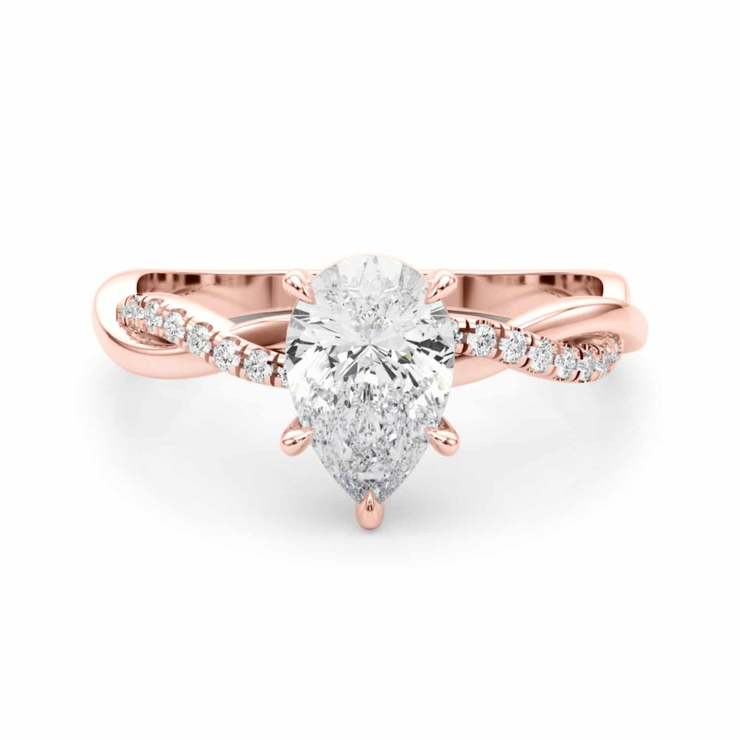 2.1CTW Lab-Grown Diamond 14K Rose Gold Pear Twisted Shank Engagement Ring
