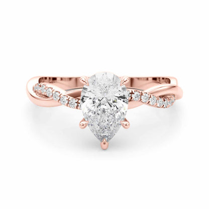2.1CTW Lab-Grown Diamond 14K Rose Gold Pear Twisted Shank Engagement Ring