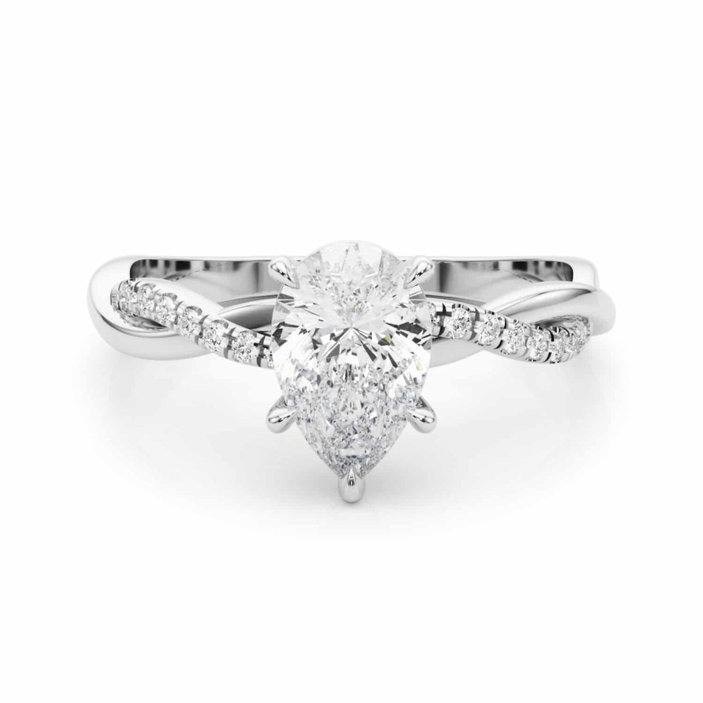 2.1CTW Lab-Grown Diamond 14K White Gold Pear Twisted Shank Engagement Ring