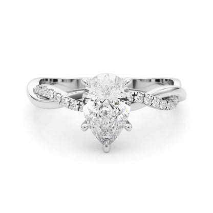 2.1CTW Lab-Grown Diamond 14K White Gold Pear Twisted Shank Engagement Ring