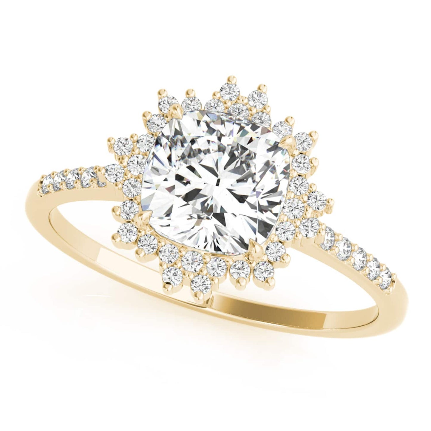 2.25CTW Lab-Grown Diamond 14K Gold Cushion Flower Halo Engagement Ring