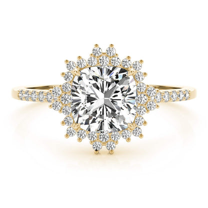 2.25CTW Lab-Grown Diamond 14K Gold Cushion Flower Halo Engagement Ring