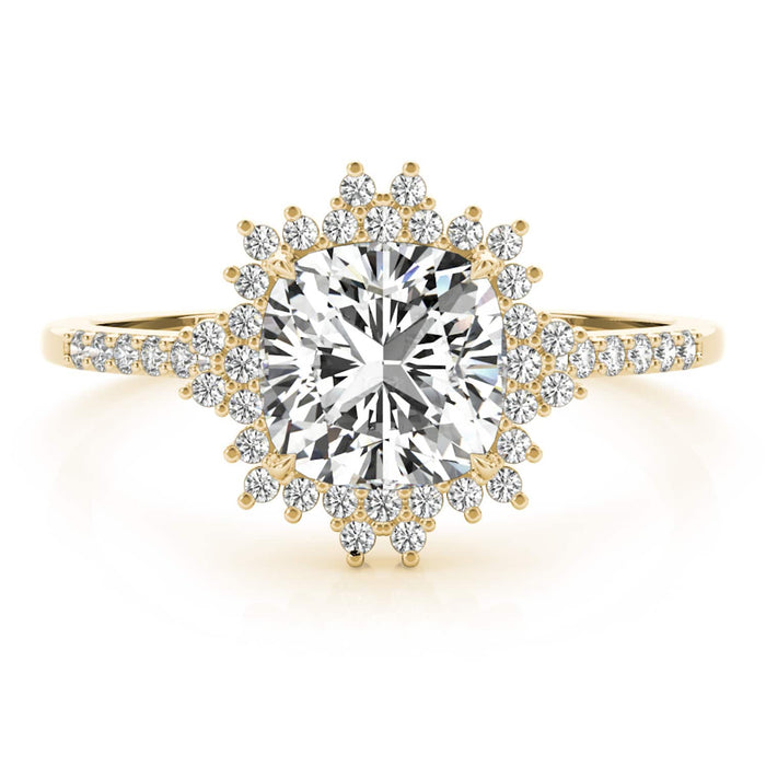 2.25CTW Lab - Grown Diamond 14K Gold Cushion Flower Halo Engagement Ring - WJD Exclusives