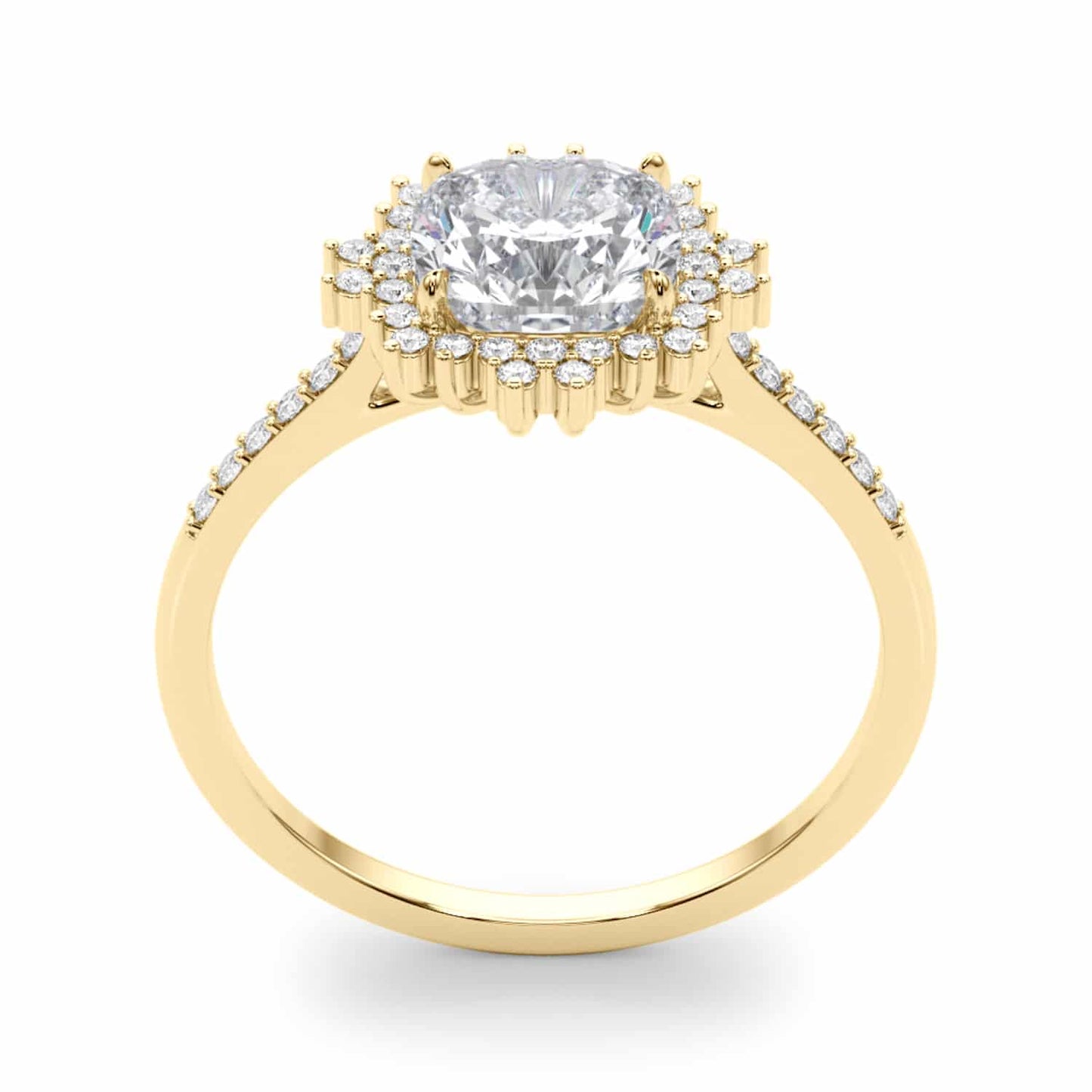 2.25CTW Lab-Grown Diamond 14K Gold Cushion Flower Halo Engagement Ring