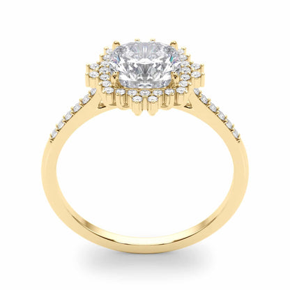 2.25CTW Lab-Grown Diamond 14K Gold Cushion Flower Halo Engagement Ring