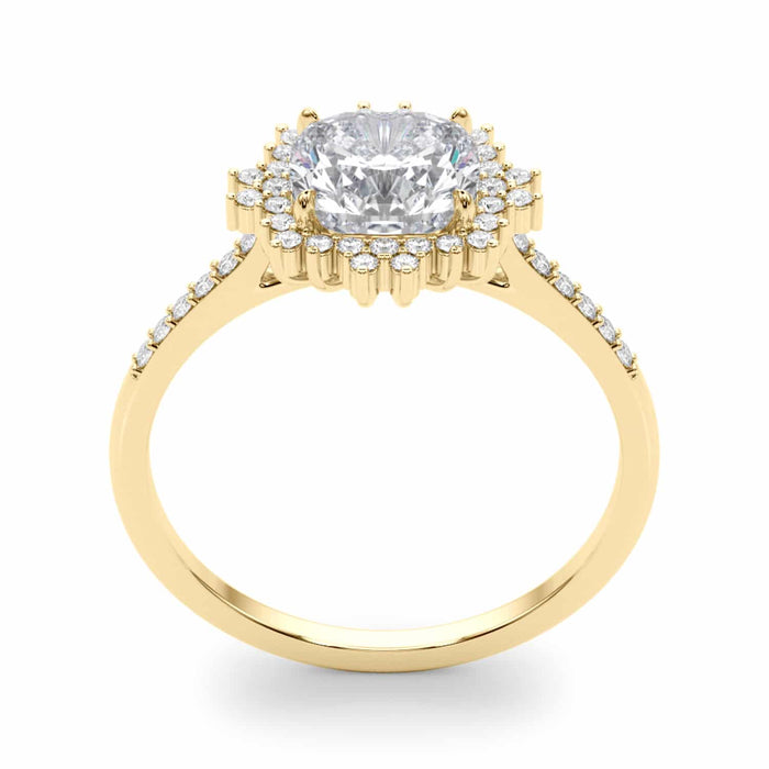 2.25CTW Lab - Grown Diamond 14K Gold Cushion Flower Halo Engagement Ring - WJD Exclusives