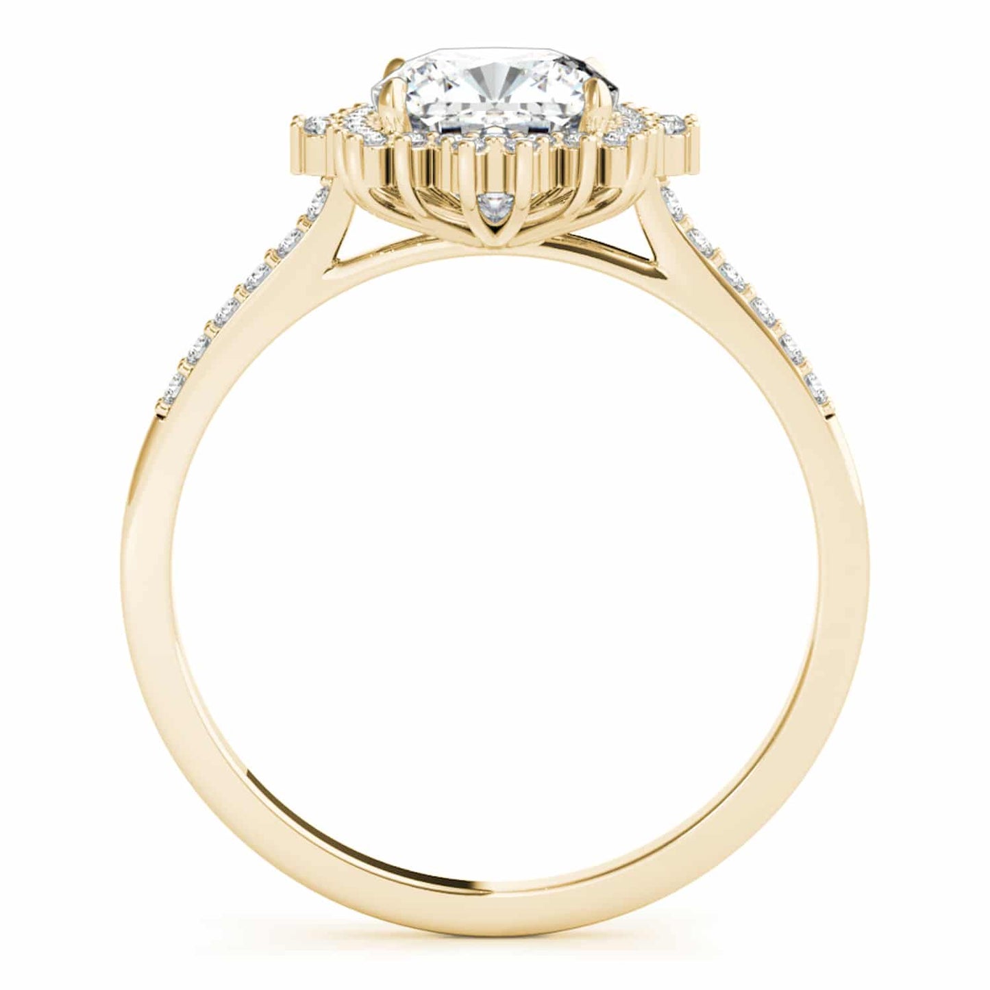 2.25CTW Lab-Grown Diamond 14K Gold Cushion Flower Halo Engagement Ring
