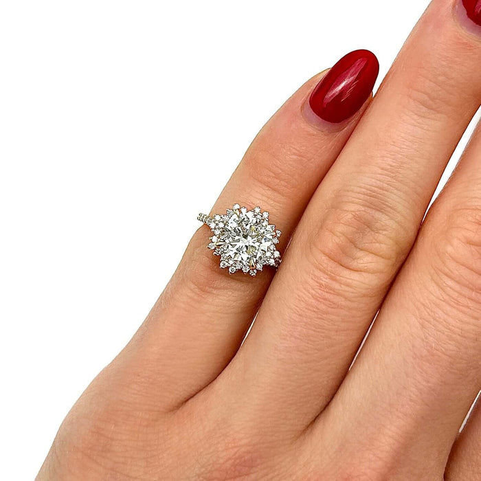2.25CTW Lab - Grown Diamond 14K Gold Cushion Flower Halo Engagement Ring - WJD Exclusives