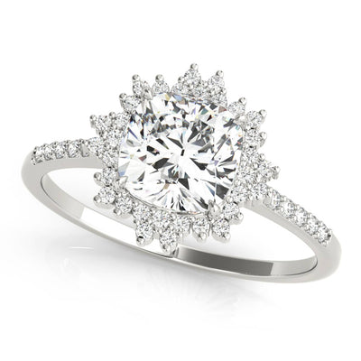 2.25CTW Lab - Grown Diamond 14K White Gold Cushion Flower Halo Engagement Ring - WJD Exclusives