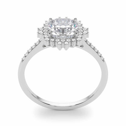 2.25CTW Lab-Grown Diamond 14K White Gold Cushion Flower Halo Engagement Ring