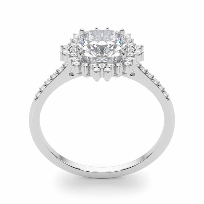 2.25CTW Lab - Grown Diamond 14K White Gold Cushion Flower Halo Engagement Ring - WJD Exclusives