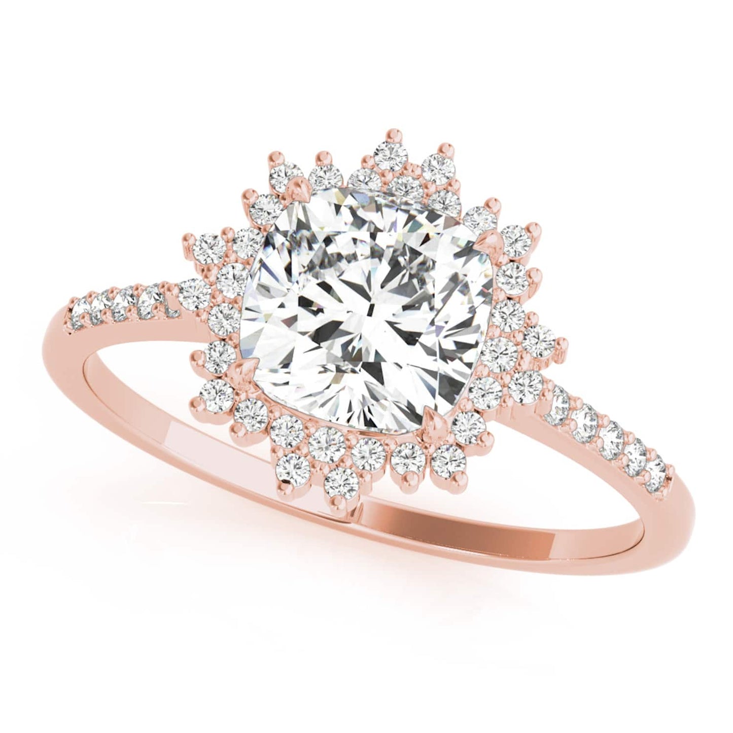 2.25CTW Lab-Grown Diamond 14K Rose Gold Cushion Flower Halo Engagement Ring