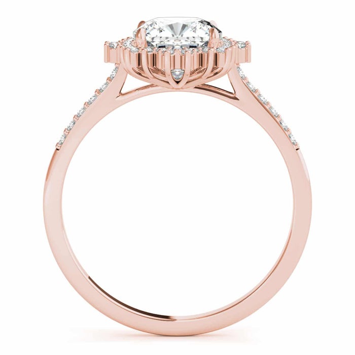 2.25CTW Lab - Grown Diamond 14K Rose Gold Cushion Flower Halo Engagement Ring - WJD Exclusives