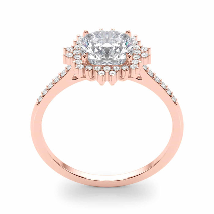 2.25CTW Lab - Grown Diamond 14K Rose Gold Cushion Flower Halo Engagement Ring - WJD Exclusives