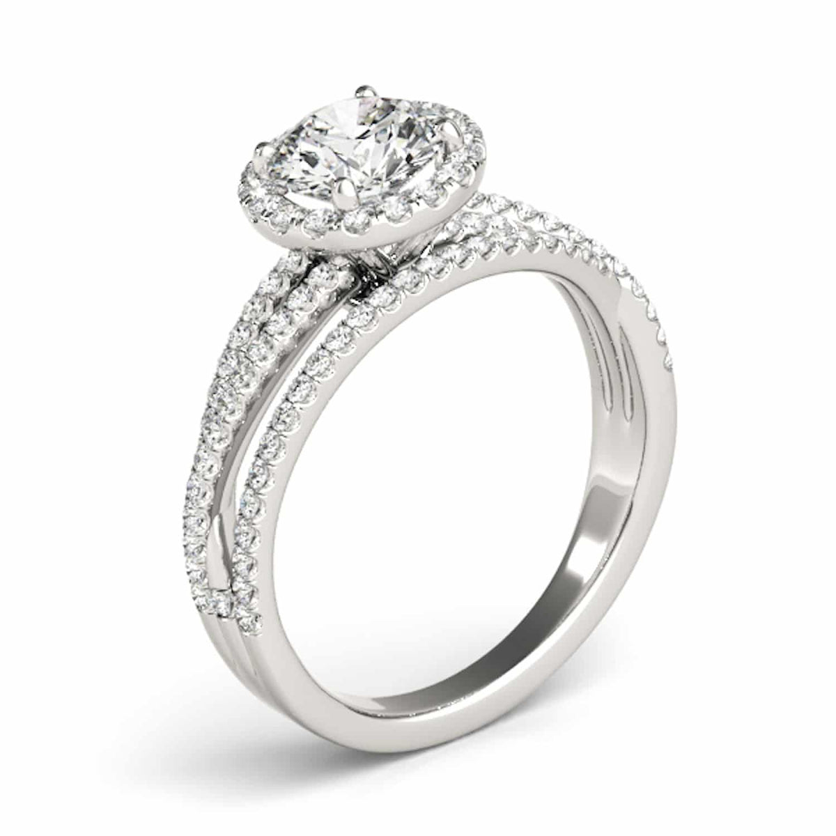 2.5CTW Lab - Diamond 14K Gold White Round Halo Twisted Split Shank Engagement Ring - WJD Exclusives