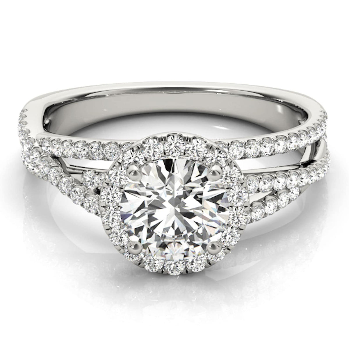 2.5CTW Lab - Diamond 14K Gold White Round Halo Twisted Split Shank Engagement Ring - WJD Exclusives