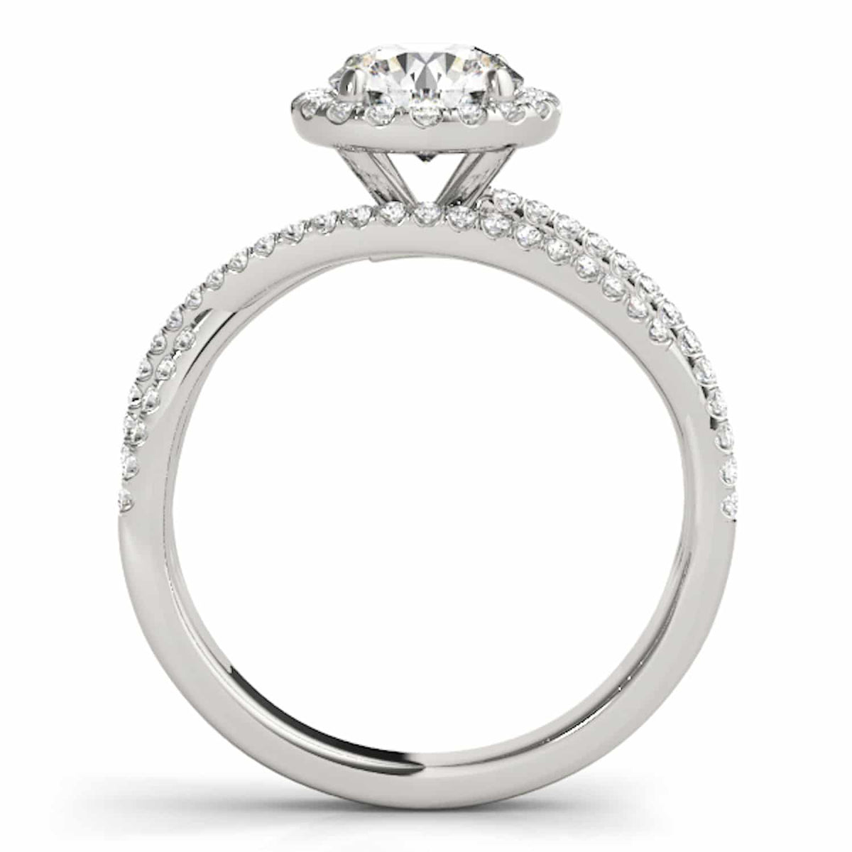 2.5CTW Lab - Diamond 14K Gold White Round Halo Twisted Split Shank Engagement Ring - WJD Exclusives