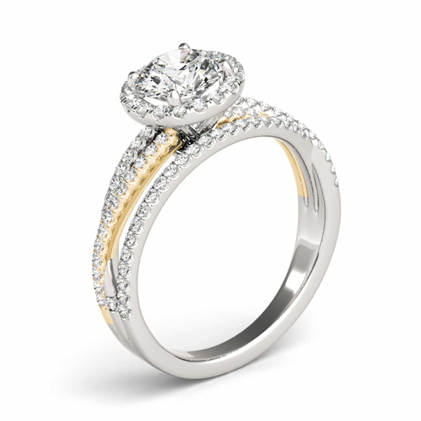 2.5CTW Lab-Grown Diamond 14K Gold Round Halo Twisted Split Shank Engagement Ring