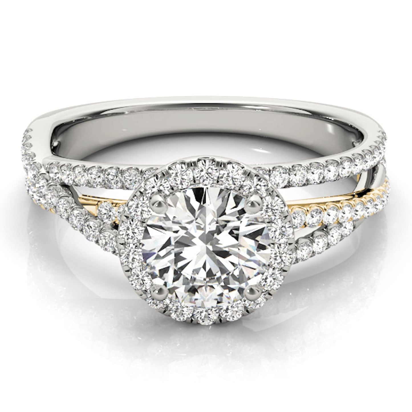 2.5CTW Lab-Grown Diamond 14K Gold Round Halo Twisted Split Shank Engagement Ring