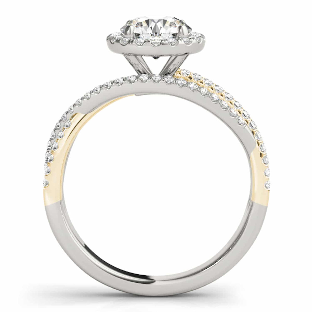 2.5CTW Lab - Grown Diamond 14K Gold Round Halo Twisted Split Shank Engagement Ring - WJD Exclusives