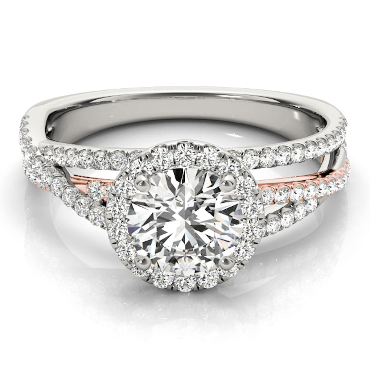 2.5CTW Lab - Grown Diamond 14K Gold Round Halo Twisted Split Shank Engagement Ring - WJD Exclusives