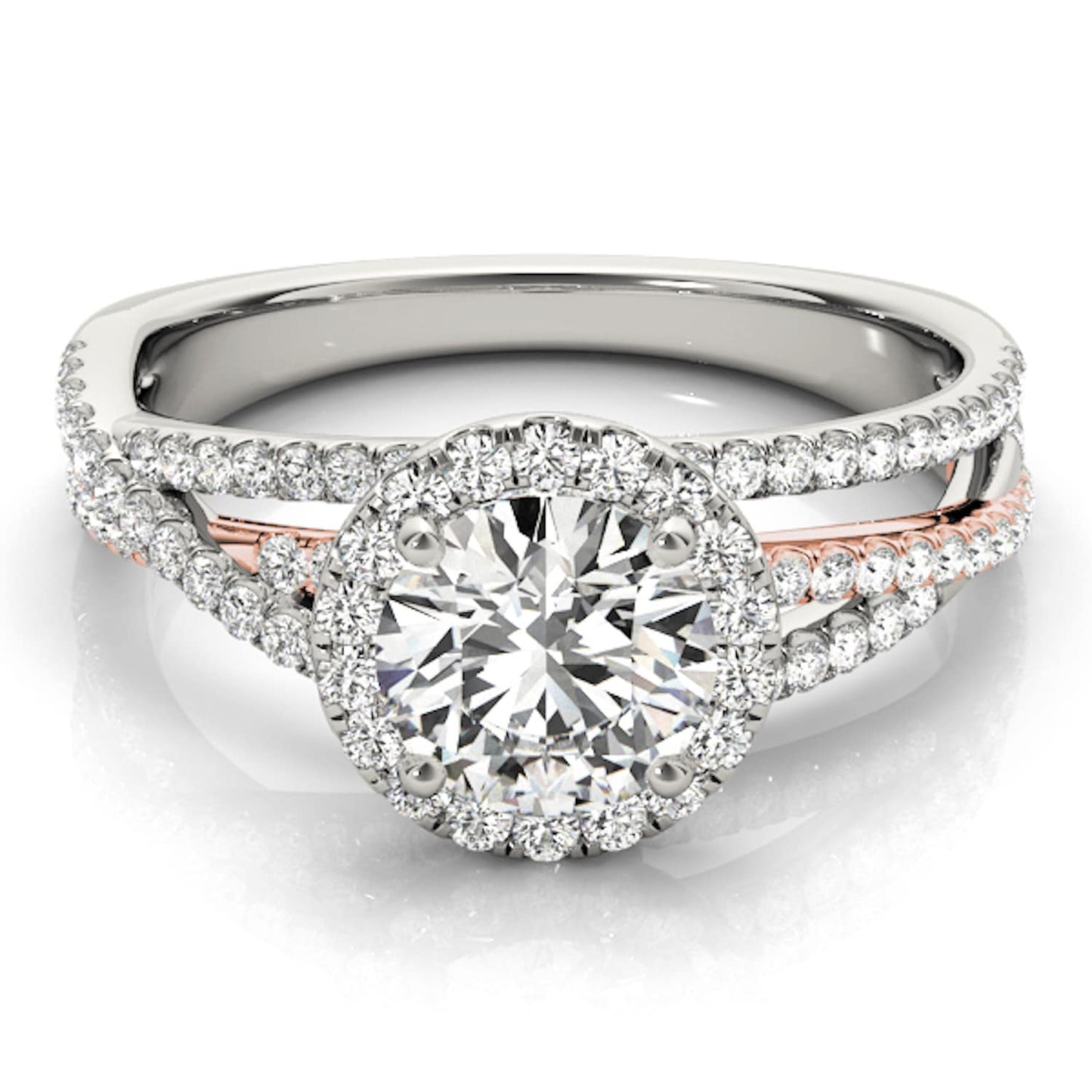 2.5CTW Lab-Grown Diamond 14K Gold Round Halo Twisted Split Shank Engagement Ring