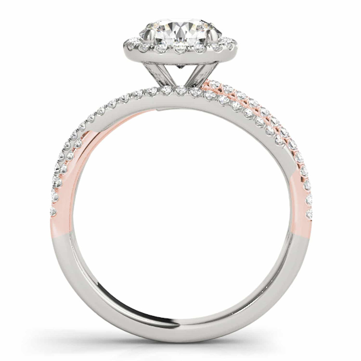 2.5CTW Lab - Grown Diamond 14K Gold Round Halo Twisted Split Shank Engagement Ring - WJD Exclusives
