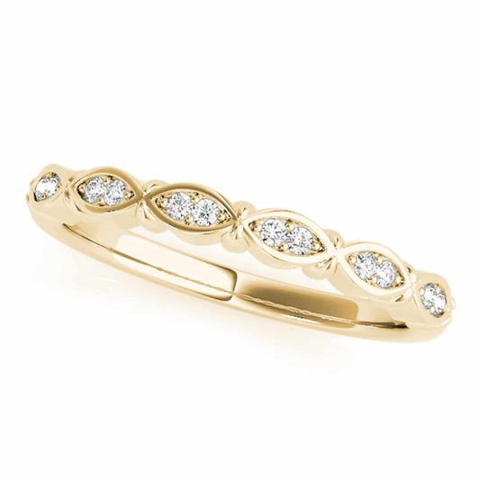 0.10CTW Real Diamond 14K Gold Yellow Marquise Stackable Engagement Ring Band