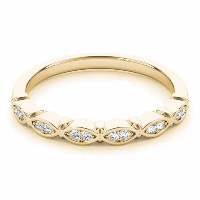 0.10CTW Natural Diamond 14K Yellow Gold Marquise Stackable Engagement Ring Band - WJD Exclusives