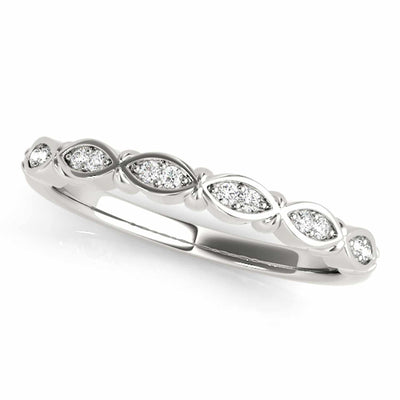 0.10CTW Natural Diamond 14K Gold White Marquise Stackable Engagement Ring Band - WJD Exclusives