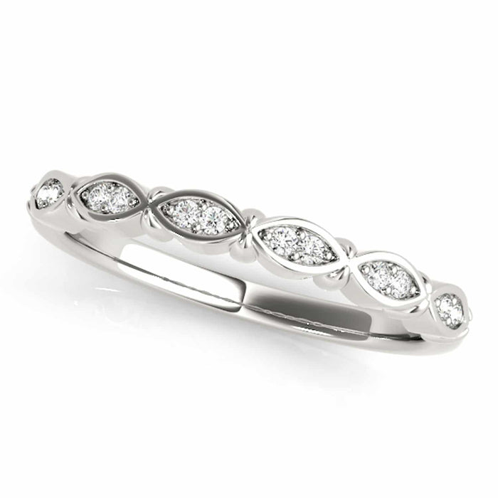 0.10CTW Natural Diamond 14K Gold White Marquise Stackable Engagement Ring Band - WJD Exclusives