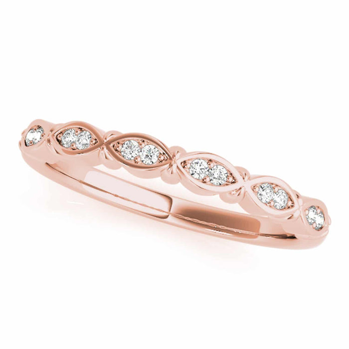 0.10CTW Natural Diamond 14K Rose Gold Marquise Stackable Engagement Ring Band - WJD Exclusives