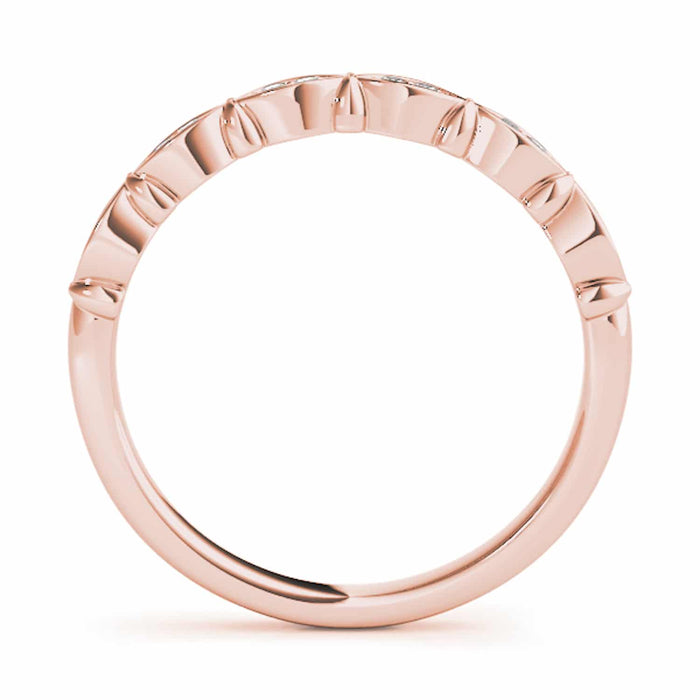 0.10CTW Natural Diamond 14K Rose Gold Marquise Stackable Engagement Ring Band - WJD Exclusives