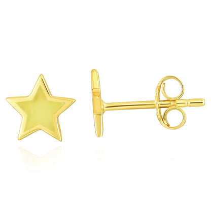 14K Gold Blue Yellow Star Stud Earrings 6.2mm