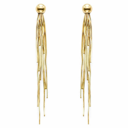 14K Gold Beaded Shoulder Duster Drop  Earrings 65mm