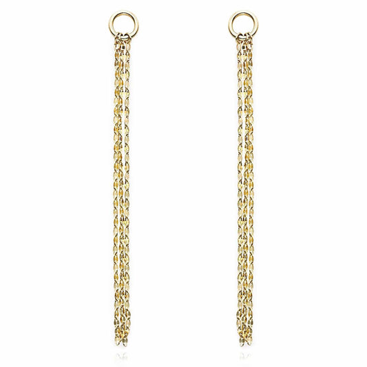 14K Gold Multi Chain Shoulder Duster Drop  Earrings 65mm
