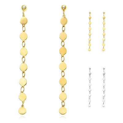 14K Yellow Gold White Flat Mirror Link Chain Drop Earrings 55mm - WJD Exclusives