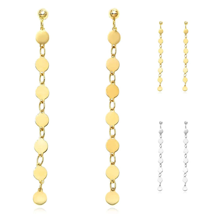 14K Yellow Gold White Flat Mirror Link Chain Drop Earrings 55mm - WJD Exclusives