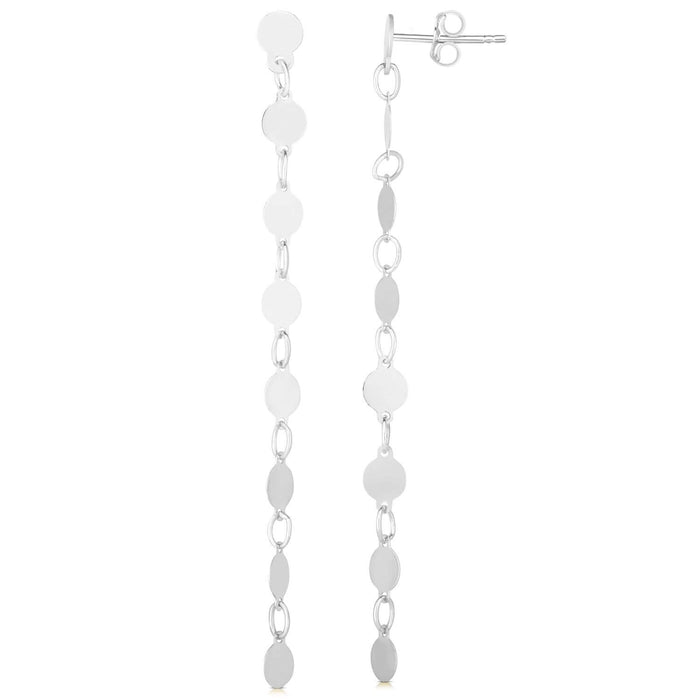 14K Yellow Gold White Flat Mirror Link Chain Drop Earrings 55mm - WJD Exclusives