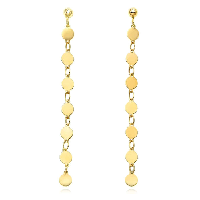 14K Yellow Gold White Flat Mirror Link Chain Drop Earrings 55mm - WJD Exclusives