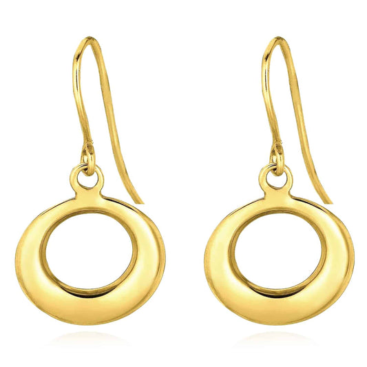 14K Gold Bold Open Circle Drop  Earrings 25mm