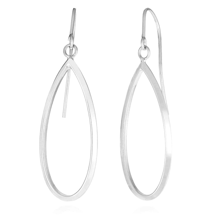 14K Yellow Gold White Graduated Pointy Open Oval Earrings 41mm - WJD Exclusives