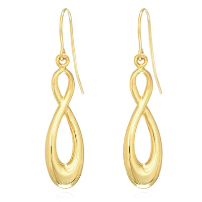 14K Gold Puffed Infinity Drop Earrings 35mm - WJD Exclusives