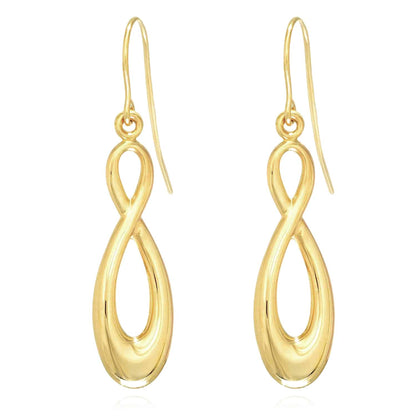 14K Gold Puffed Infinity Drop  Earrings 35mm
