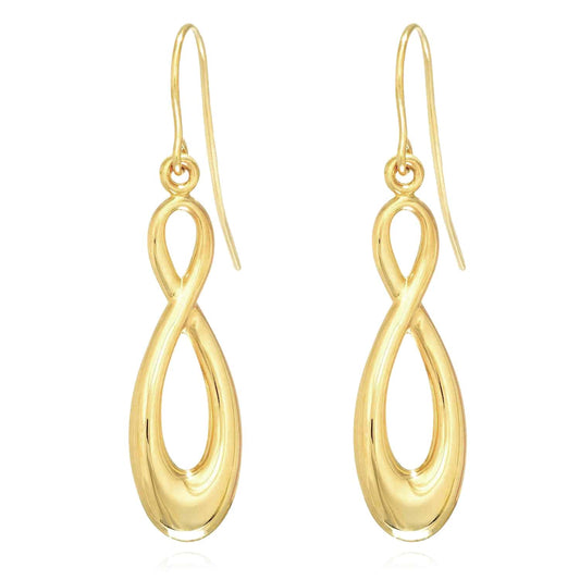 14K Gold Puffed Infinity Drop  Earrings 35mm