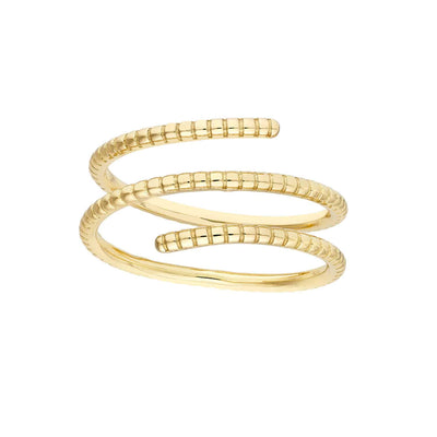 14K Gold Ribbed Texture Wrap Band Ring - WJD Exclusives
