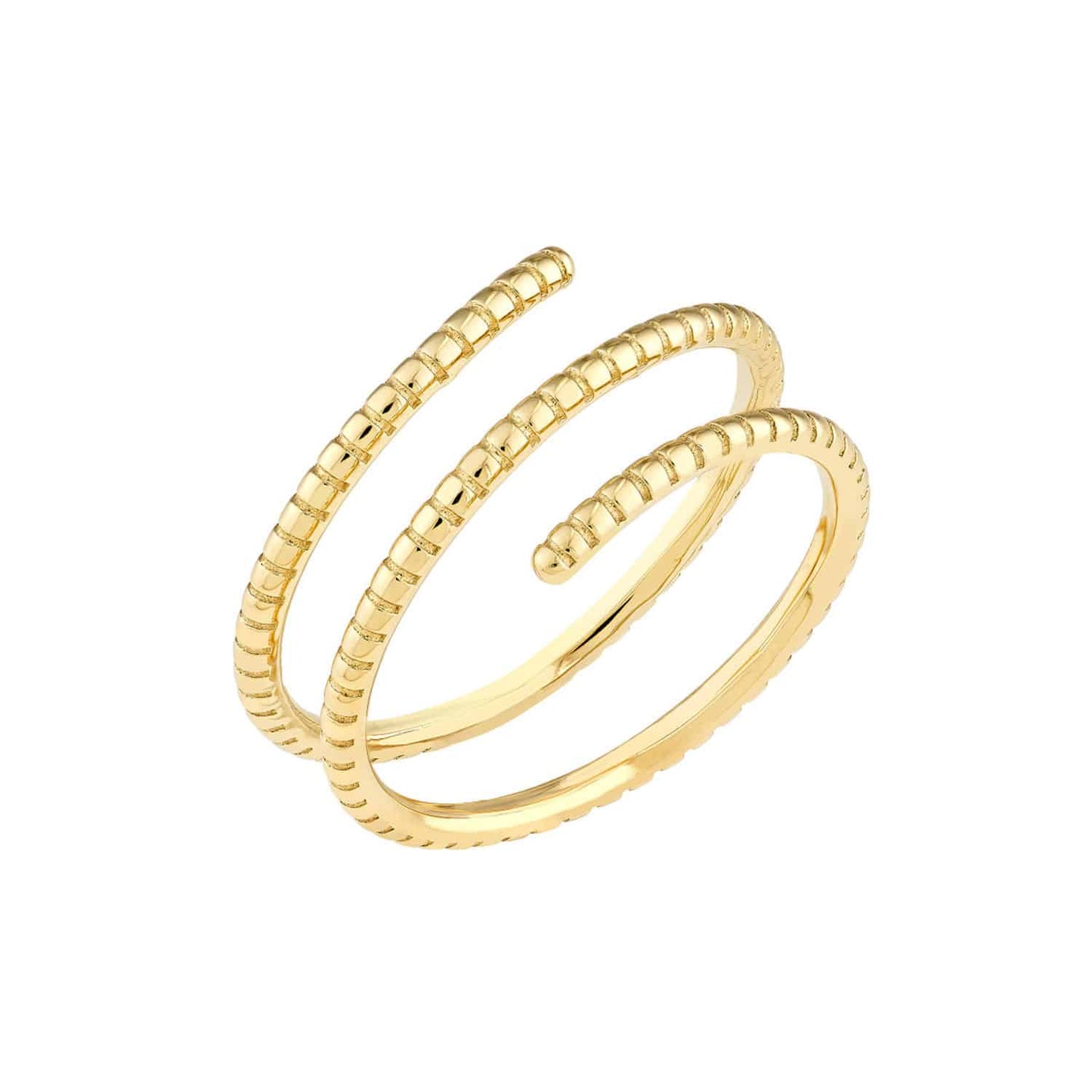14K Gold Ribbed Texture Wrap Band Ring